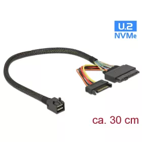   Delock Kábel SFF-8643 dugó > U.2 SFF-8639 hüvely + SATA tápcsatlakozó 30 cm (DL-84823)