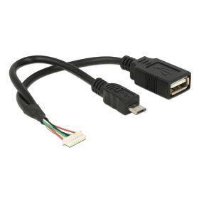   Delock kábel USB 2.0 tűs fejléc 1,25 mm 8 tűs anya>USB 2.0 Type-A anya + USB 2.0 Type Micro-B csatl. (DL-84835)