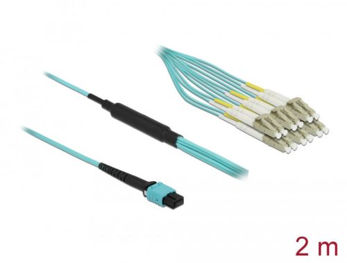 Delock Optikai szálkábel MPO anya - 12 x LC Duplex apa, multi módú OM3, 50/125  m, 2 m hosszú