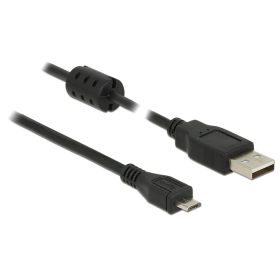   Delock USB 2.0-s kábel A-típusú csatlakozódugóval > USB 2.0 Micro-B csatlakozódugóval, 5,0 m, fekete (DL-84910)