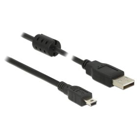   Delock USB 2.0-s kábel A-típusú csatlakozódugóval > USB 2.0 Mini-B csatlakozódugóval, 1,0 m, fekete (DL-84912)