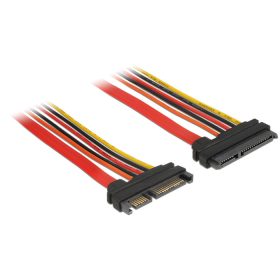   Delock Bovítokábel, SATA, 6 Gb/s, 22 tus csatlakozó > SATA 22 tus aljzat (3,3 V + 5 V + 12 V), 10 cm (DL-84917)