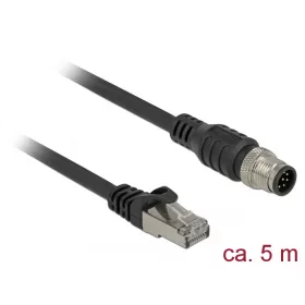   Delock RJ45 csatlakozót és M12 csatlakozót összekötő kábel 8 tűs A kódolt Cat.5e SFTP 5 m hosszú (DL-84925)