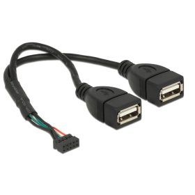   Delock USB 2.0-s csatlakozóhüvellyel ellátott kábel, 2,00 mm, 10 tus > 2 x USB 2.0 A-típusú csatlako (DL-84933)