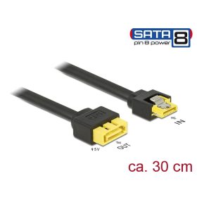   Delock Hosszabbító kábel 6 Gb/s SATA kimeneti > SATA apa 8 tűs tápcsatlakozó retesszel, hossza 30 cm (DL-84946)