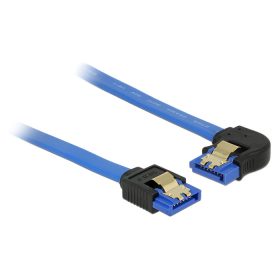   Delock SATA-kábel, 6 Gb/s, hüvely, egyenes > SATA hüvely, balra nézo csatlakozódugóval, 30 cm, kék a (DL-84984)