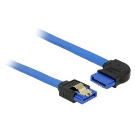   Delock SATA-kábel, 6 Gb/s, hüvely, egyenes > SATA hüvely, jobbra nézo csatlakozódugóval, 20 cm, kék (DL-84989)