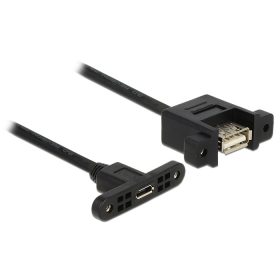   Delock kábel USB 2.0 Micro-B panelre szerelhető anya >  anya USB 2.0 Type-A panelre szerelhető 25 cm (DL-85109)
