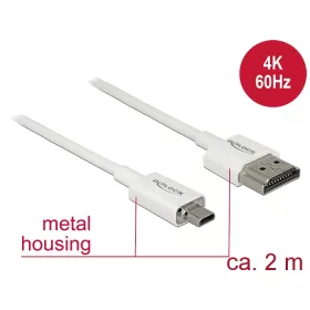   Delock Kábel Nagysebességű HDMI Ethernettel - HDMI-A-csatlakozódugó > HDMI Micro-D-csatlakozódugó, 3 (DL-85151)