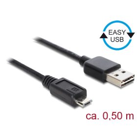   Delock Kábel, EASY-USB 2.0-s A-típusú csatlakozódugó > USB 2.0-s Micro-B típusú csatlakozódugó, 50 c (DL-85156)