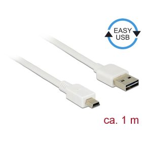   Delock Kábel, EASY-USB 2.0-s A-típusú csatlakozódugó > USB 2.0-s Mini-B-típusú csatlakozódugó, 1 m, (DL-85157)