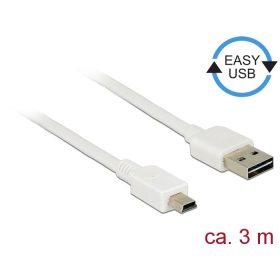   Delock Kábel, EASY-USB 2.0-s A-típusú csatlakozódugó > USB 2.0-s Mini-B-típusú csatlakozódugó, 3 m, (DL-85161)