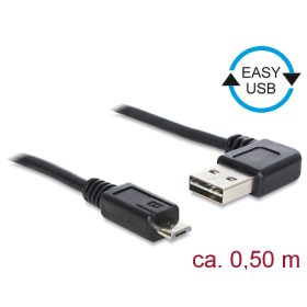   Delock Kábel, EASY-USB 2.0-s A- típusú csatlakozódugó, ívelt bal / jobb > USB 2.0-s Micro-B-típusú c (DL-85163)