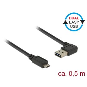   Delock Kábel, EASY-USB 2.0-s A- típusú csatlakozódugó, ívelt bal / jobb > EASY-USB 2.0-s B-típusú cs (DL-85164)
