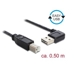   Delock Kábel, EASY-USB 2.0-s A- típusú csatlakozódugó, ívelt bal / jobb > USB 2.0-s B-típusú csatlak (DL-85167)