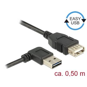   Delock Bővítő kábel EASY-USB 2.0-s A- típusú csatlakozódugó, ívelt bal / jobb > USB 2.0 A-típusú hüv (DL-85177)