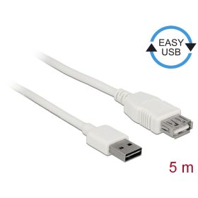   Delock Bővítő kábel EASY-USB 2.0-s A típusú csatlakozódugó > USB 2.0 A-típusú hüvely fehér 5 m (DL-85202)