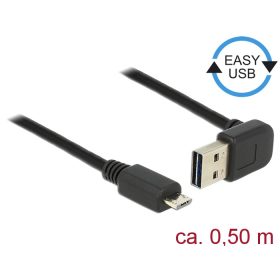   Delock Kábel EASY-USB 2.0-s A típusú csatlakozódugó, ívelt felfelé / lefelé > USB 2.0-s Micro-B-típu (DL-85203)