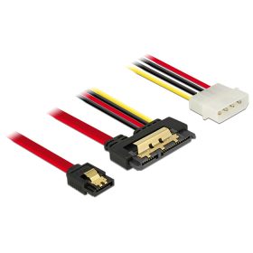   Delock SATA-kábel, 6 Gb/s, 7 tus csatlakozóhüvely + 4 tus Molex-csatlakozódugó > 22 tus SATA-csatlak (DL-85230)