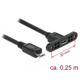   Delock Kábel, USB 2.0-s Micro-B típusú csatlakozóhüvely, panelrögzítés > USB 2.0-s Micro-B típusú cs (DL-85245)