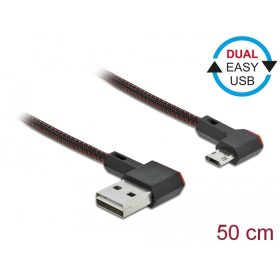   Delock EASY-USB 2.0 kábel A-típusú csatlakozódugó - EASY-USB Micro-B típusú csatlakozódugó, ívelt ba (DL-85270)