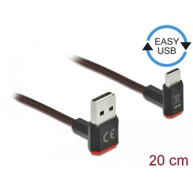   Delock EASY-USB 2.0 kábel A-típusú csatlakozódugó - USB Type-C  csatlakozódugó, ívelt felfelé / lefe (DL-85274)