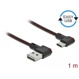   Delock EASY-USB 2.0 kábel A-típusú csatlakozódugó - USB Type-C  csatlakozódugó, ívelt bal / jobb, 1 (DL-85281)