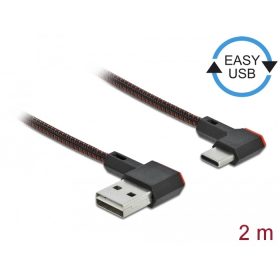   Delock EASY-USB 2.0 kábel A-típusú csatlakozódugó - USB Type-C  csatlakozódugó, ívelt bal / jobb, 2 (DL-85283)