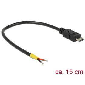   Delock USB 2.0-s kábel Micro-B-csatlakozódugóval > 2 db nyitott vezetékkel, 15 cm Raspberry Pi (DL-85306)