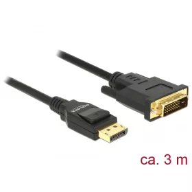   Delock Kábel Displayport 1.2 dugó > DVI 24+1 dugó passzív 3 m fekete (DL-85314)