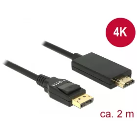   Delock Kábel Displayport 1.2 dugó > High Speed HDMI-A dugó passzív 4K 2 m fekete (DL-85317)