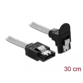   Delock SATA 6 Gb/s kábel egyenes - lefelé 90fok 30 cm áttetsző (DL-85345)