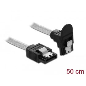   Delock SATA 6 Gb/s kábel egyenes - lefelé 90fok 50 cm áttetsző (DL-85346)