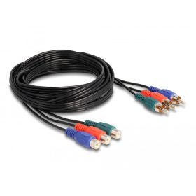   Delock RCA RGB bővítő kábel 3 db. apa - 3 db. anya, 3 m (DL-85370)