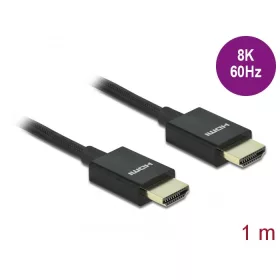   Delock Nagysebességű HDMI -kábel koax 48 Gbps 8K 60 Hz, fekete 1 m (DL-85384)