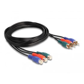   Delock RCA RGB bővítő kábel 3 db. apa - 3 db. anya, 1 m (DL-85390)