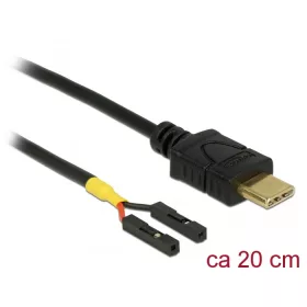   Delock Kábel USB Type-C  apa > 2 x tüskesori csatlakozó, anya, különálló teljesítmény, 20 cm (DL-85395)