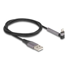   Delock Adat és töltő kábel A-típusú USB - Lightning  iPhone , iPad , iPod  eszközökhöz hajlított álló funkcióval, fekete és 1,5 m hosszú, Mfi (DL-85404)