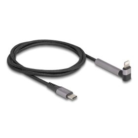   Delock Adat és töltő kábel USB Type-C  - Lightning  iPhone , iPad , iPod  eszközökhöz hajlított álló funkcióval, fekete és 1,5 m hosszú, Mfi (DL-85405)