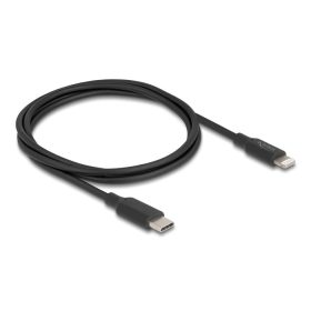   Delock Vékony, adat és töltő kábel USB Type-C  - Lightning  iPhone , iPad , iPod  eszközökhöz, fekete 1 m Mfi (DL-85410)