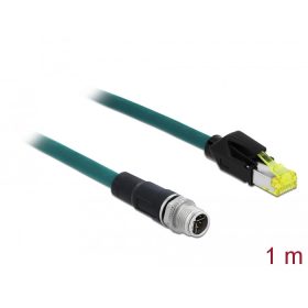   Delock Hálózati kábel M12 8 tűs X-kódú RJ45 Hirose csatlakozóhoz TPU borítás 1 m hosszú (DL-85429)
