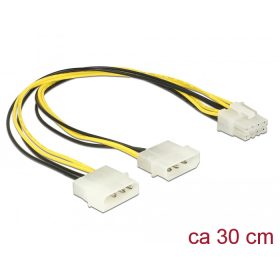   Delock Tápkábelt 2 x 4 tűs Molex apa csatlakozó > 8 érintkezős EPS dugó 30 cm (DL-85453)