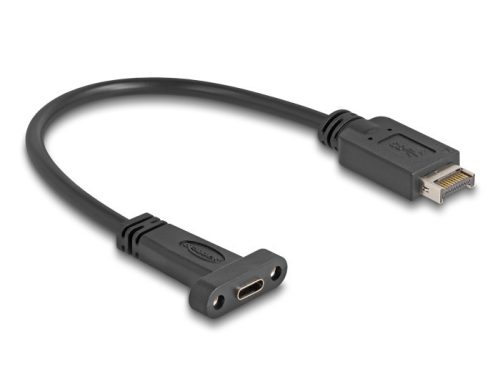 Delock USB 10 Gbps kábel E-típusú A kulcs USB 20 tűs apa - USB Type-C  panel-rögzítős anya 25 cm