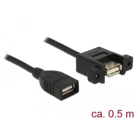   Delock Kábel, USB 2.0-s A típusú csatlakozóhüvely > USB 2.0-s A-típusú csatlakozóhüvely, panelrögzít (DL-85459)