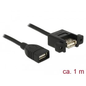   Delock Kábel, USB 2.0-s A típusú csatlakozóhüvely > USB 2.0-s A-típusú csatlakozóhüvely, panelrögzít (DL-85460)