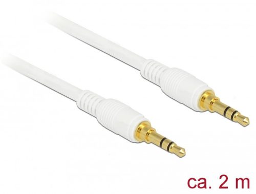 Delock Sztereó Jack Kábel 3,5 mm 3 tűs férfi > férfi 2 m fehér