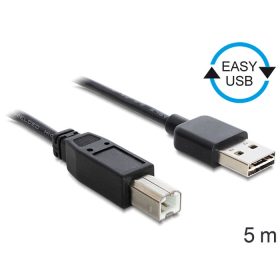   Delock Kábel, EASY-USB 2.0-s A-típusú csatlakozódugó > USB 2.0-s B-típusú csatlakozódugó, 5 m,fekete (DL-85553)