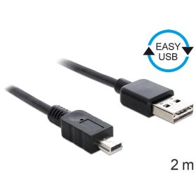   Delock Kábel, EASY-USB 2.0-s A-típusú csatlakozódugó > USB 2.0-s Mini-B-típusú csatlakozódugó, 2 m, (DL-85554)