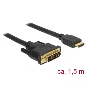   Delock Kábel DVI 18+1 csatlakozódugóval > HDMI-A csatlakozódugóval, 1,5 m, fekete (DL-85583)