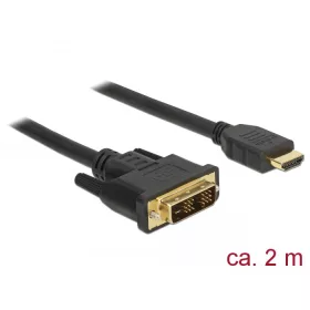   Delock Kábel DVI 18+1 csatlakozódugóval > HDMI-A csatlakozódugóval, 2 m, fekete (DL-85584)